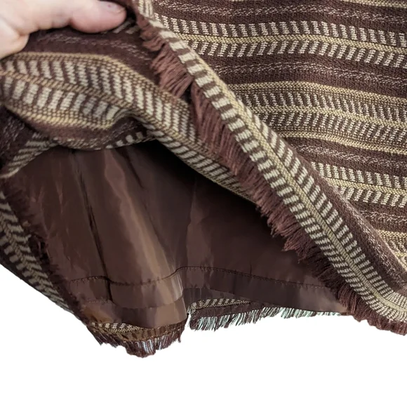 Bob Timberlake Striped Mini Skirt Size 4 Brown Frayed Hem Boho Southwestern - Picture 4 of 10